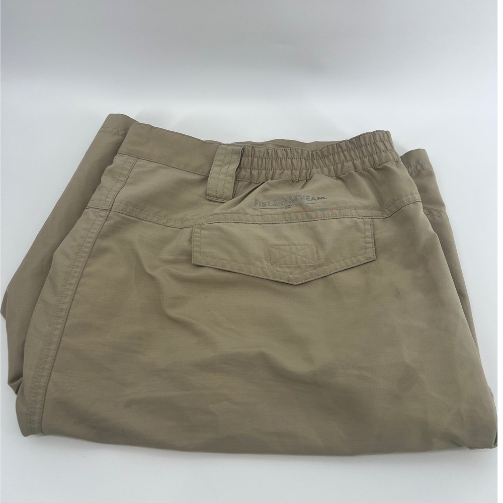 Field & Stream Cargo Shorts Mens XXL Tan Khaki Ripstop Elastic Waist Outdoor